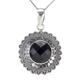 Handmade Sterling Silver Onyx Pendant & Necklace