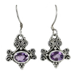 Amethyst and Sterling Silver Handmade Earrings