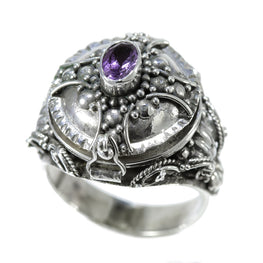 Sterling Silver and Amethyst Locket Ring