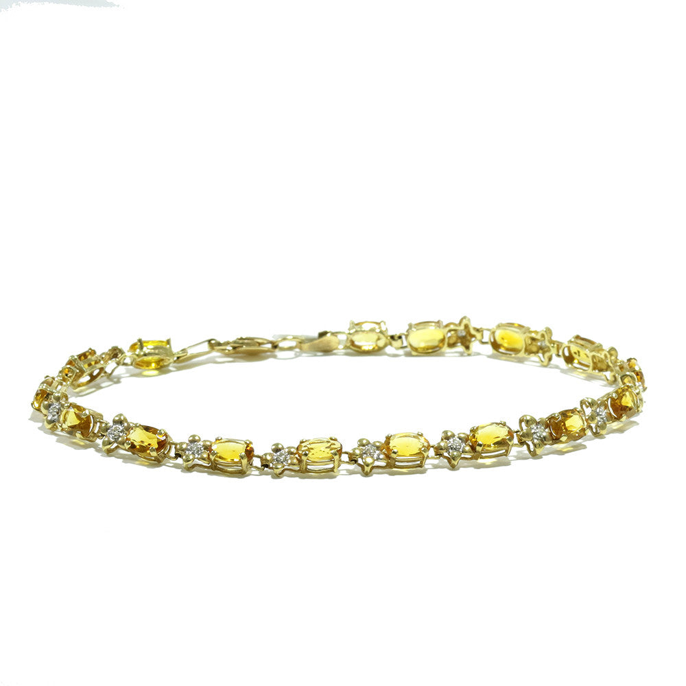 14K Yellow Gold Citrine & Diamond Bracelet