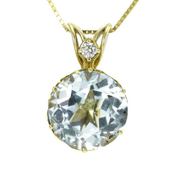 SPECIAL ORDER - 18k yellow gold round aquamarine and diamond necklace