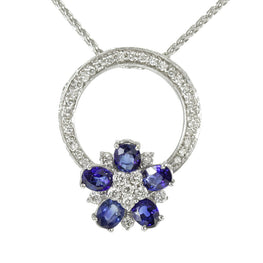 18k white gold sapphire and diamond necklace