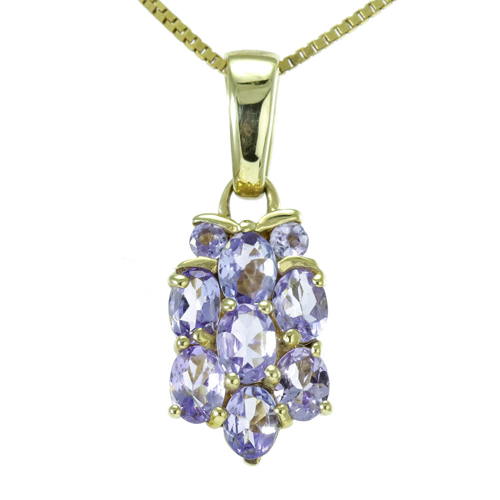 14k yellow gold oval tanzanite necklaces