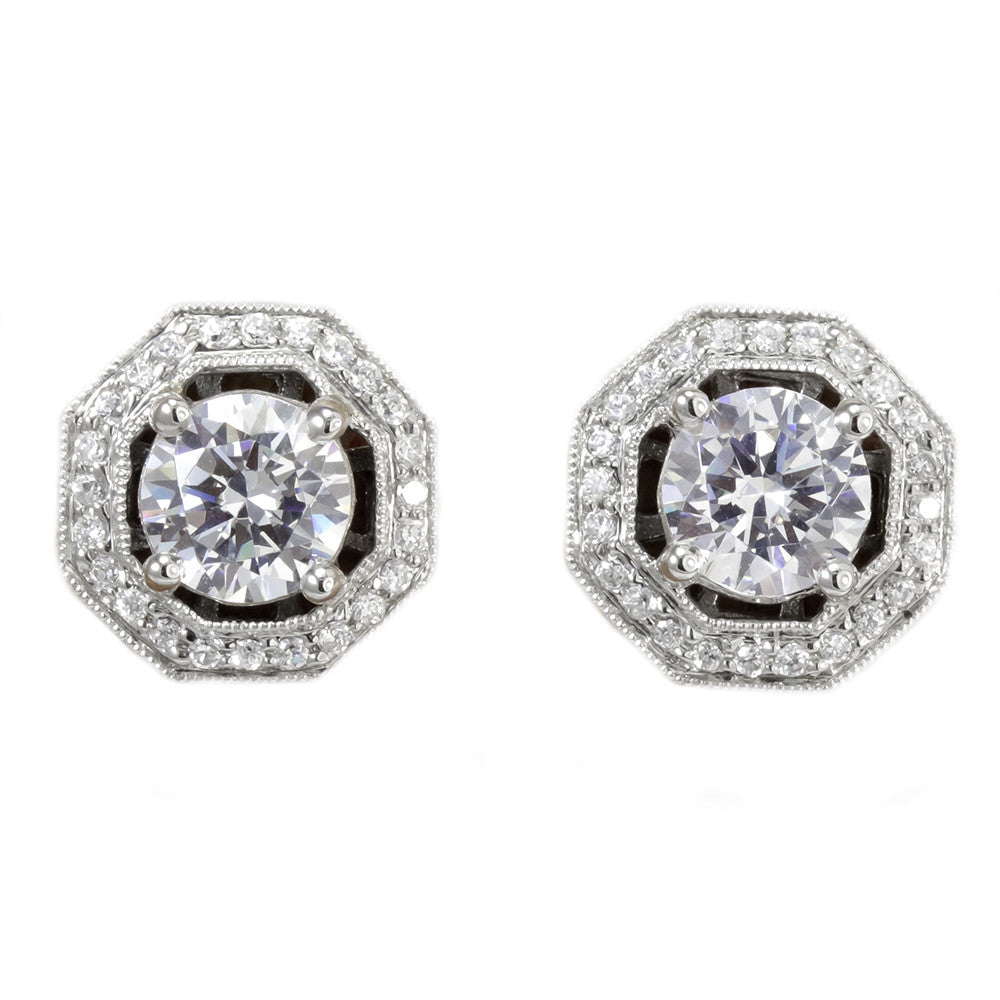 14k white gold round diamond earrings