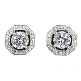 14k white gold round diamond earrings