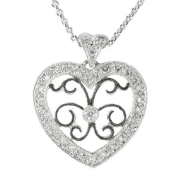 14k white gold heart diamond pendant