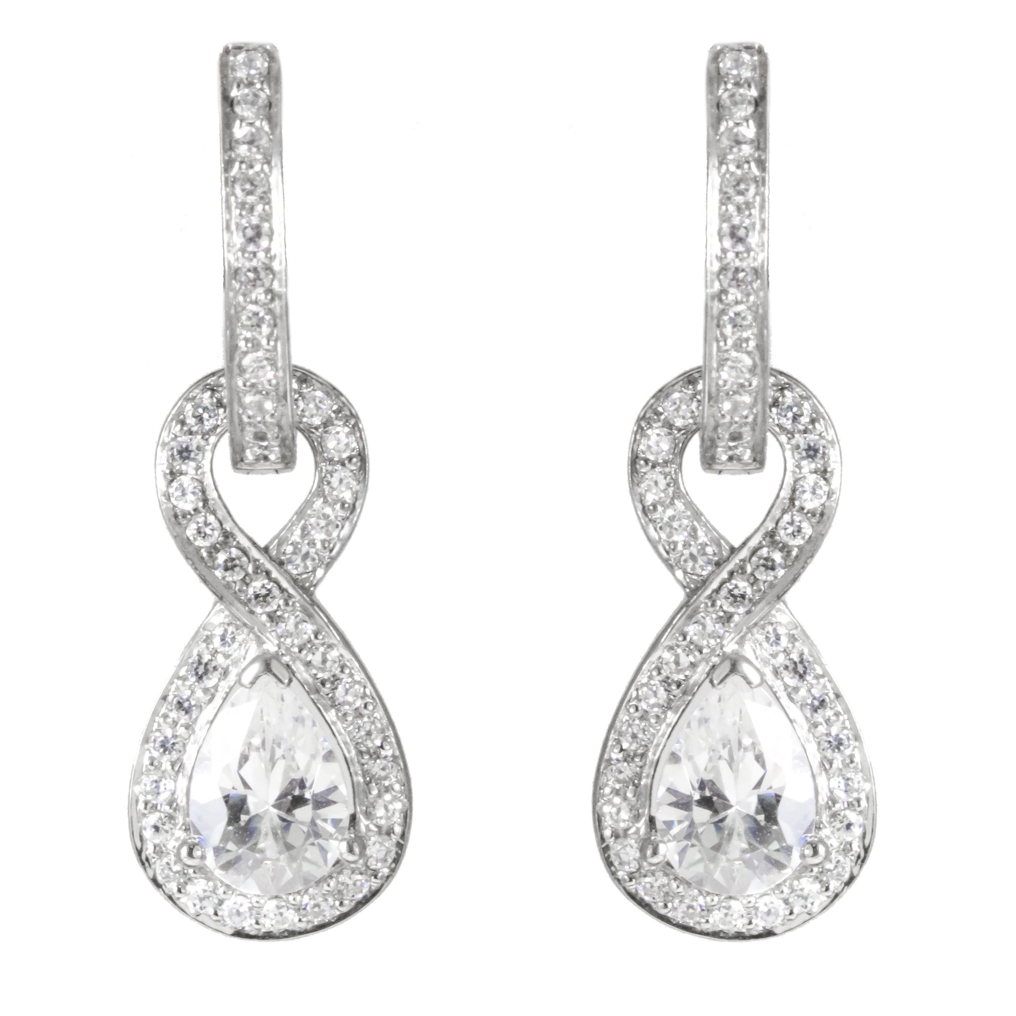 14k white gold diamond & moissonite pear shape earrings