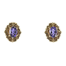 14 k yellow gold oval iolite earrings