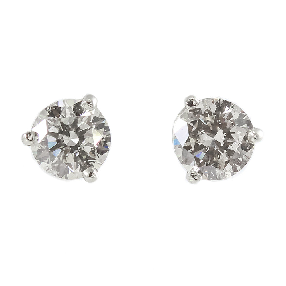 14k white gold round brilliant cut diamond studs earrings