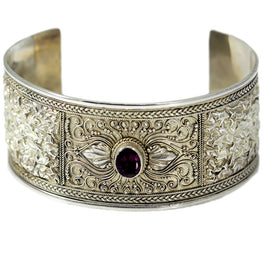 Sterling Silver Rhodolite Garnet Cuff Bracelet