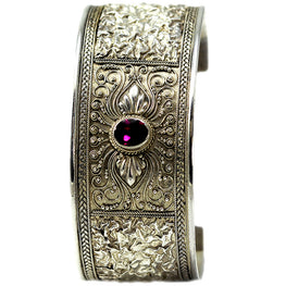 Sterling Silver Rhodolite Garnet Cuff Bracelet