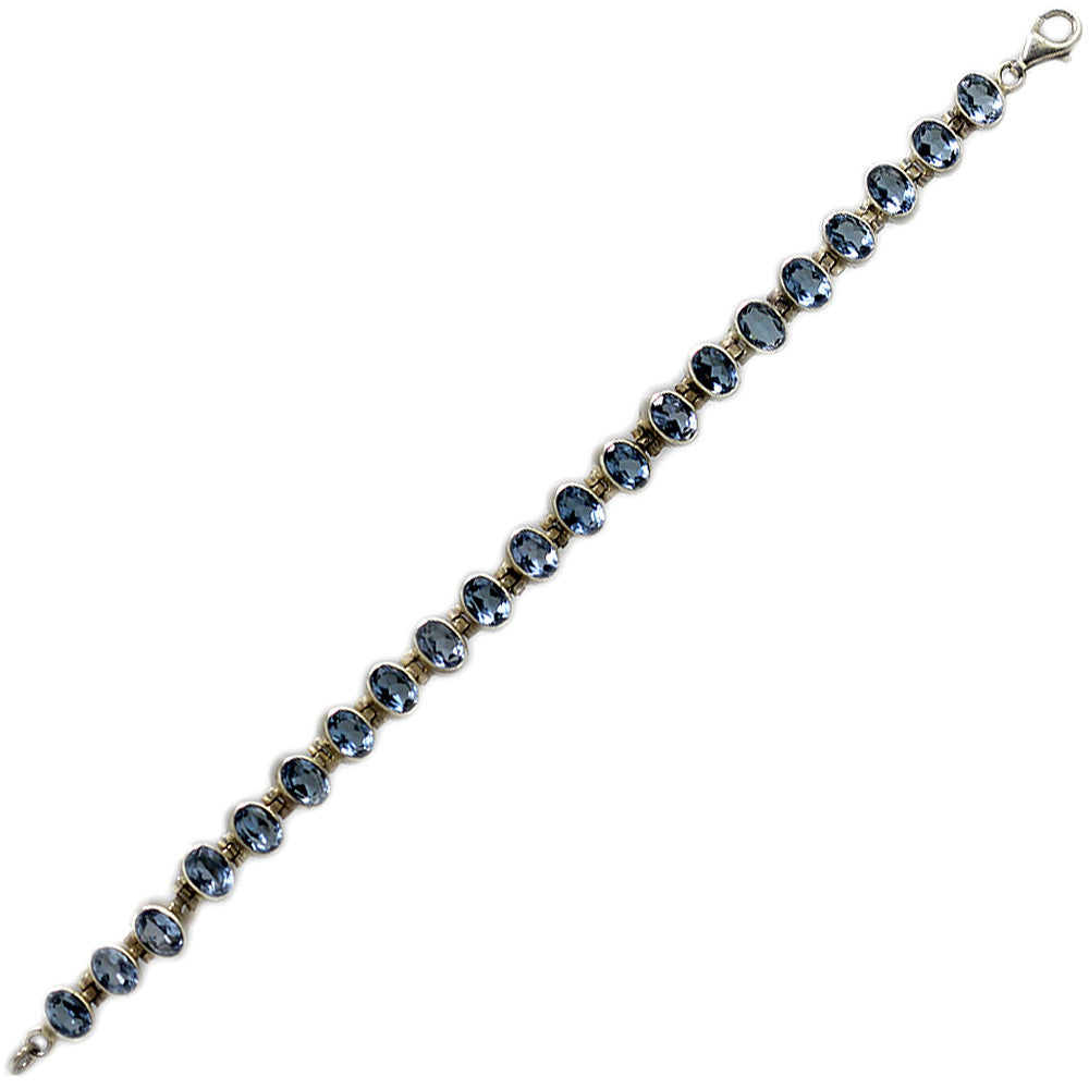 Sterling Silver Blue Topaz Tennis Bracelet