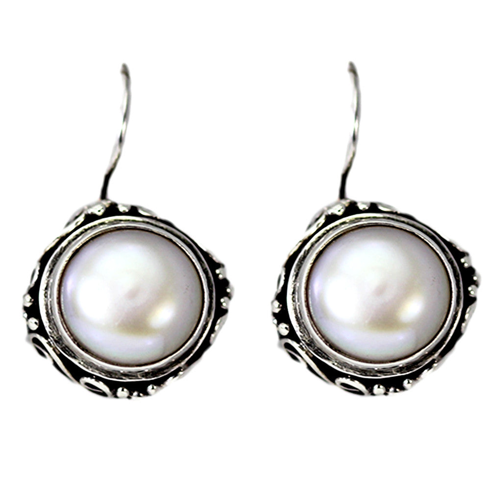 Sterling Silver Swirl Pearl Earrings