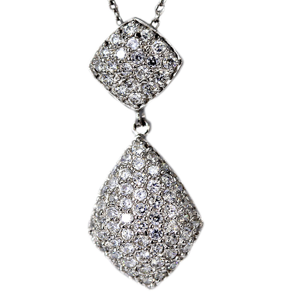 Cubic Zirconia Sterling Silver Dangling Necklace