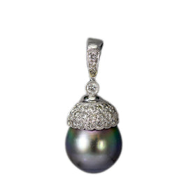 18K White Gold Tahitian Black Pearl Enhancer