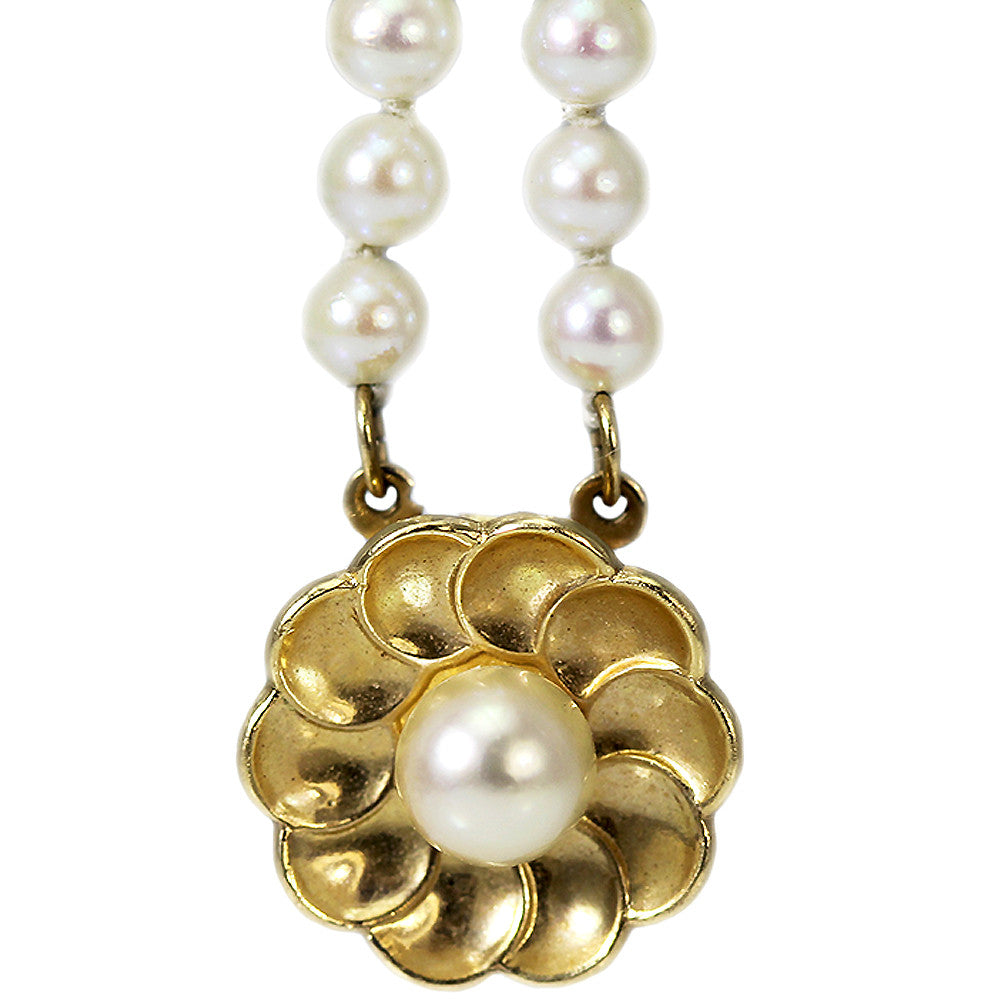 14K Yellow Gold Flower and Pearl Bracelet