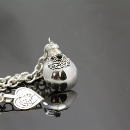 Handmade Sterling Silver Charm Bracelet with Round Charm with Choice of Gemstone