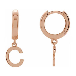 14K Rose Gold Single Initial Earring