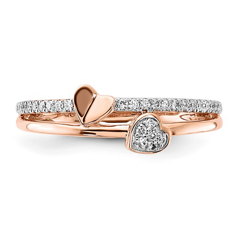 14K Rose Gold Lab-Grown Diamond Hearts Ring - Size 7
