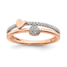 14K Rose Gold Lab-Grown Diamond Hearts Ring - Size 7
