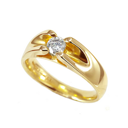 14k Gold Men's Round Brilliant Cut Diamond Ring