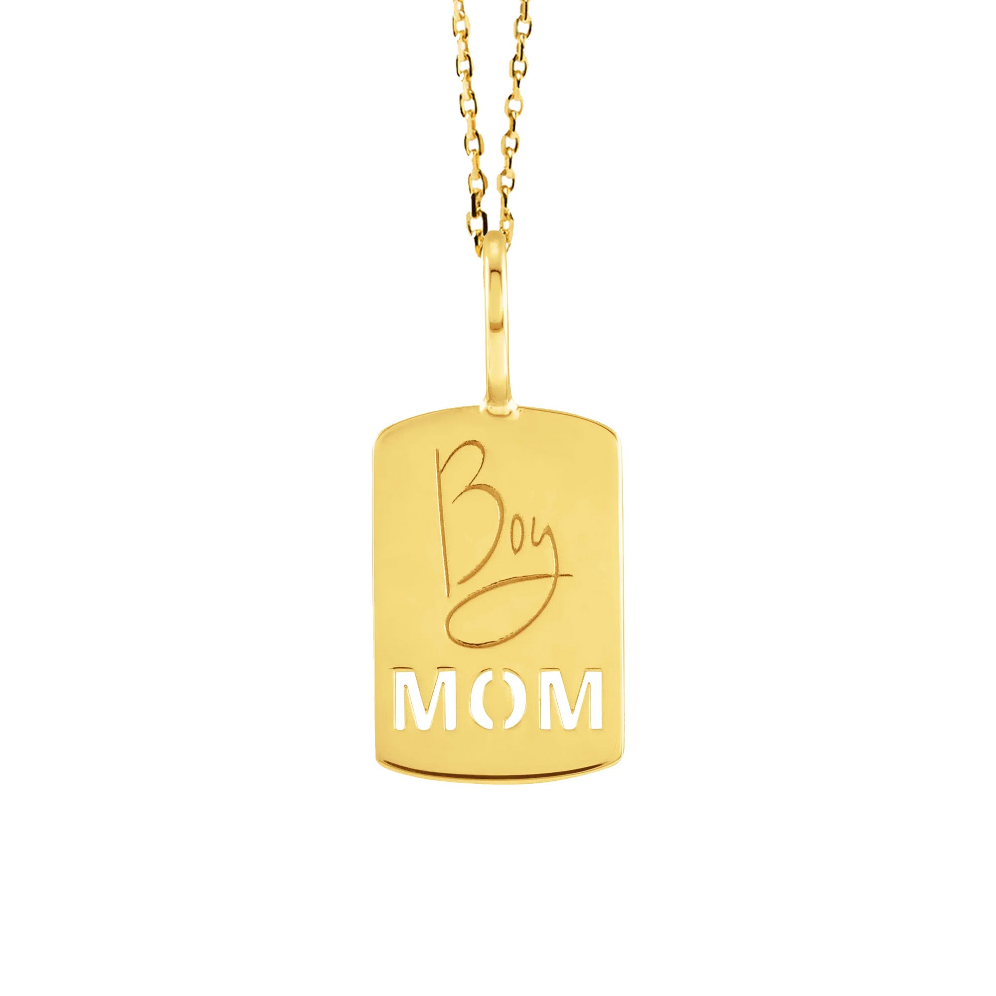 14K Yellow Gold Boy Mom Necklace