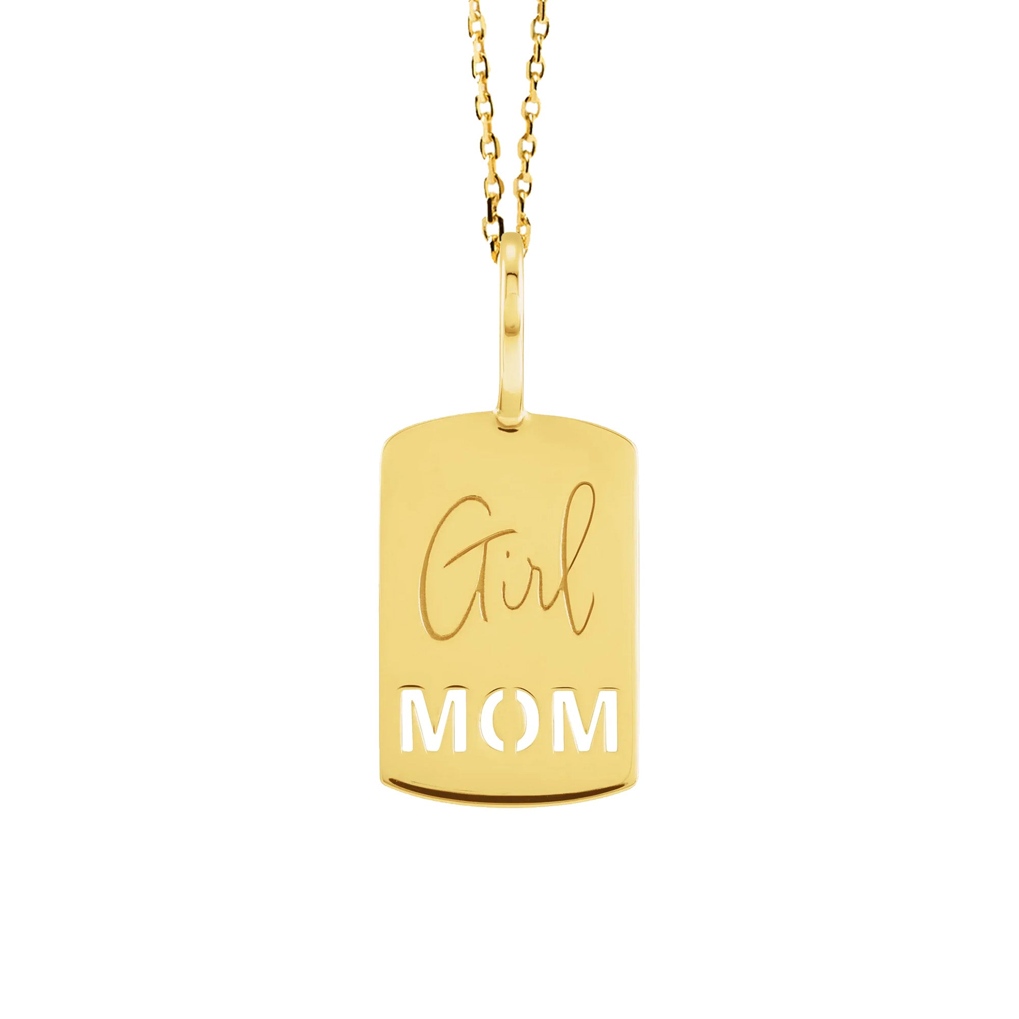 14K Yellow Gold Girl Mom Necklace