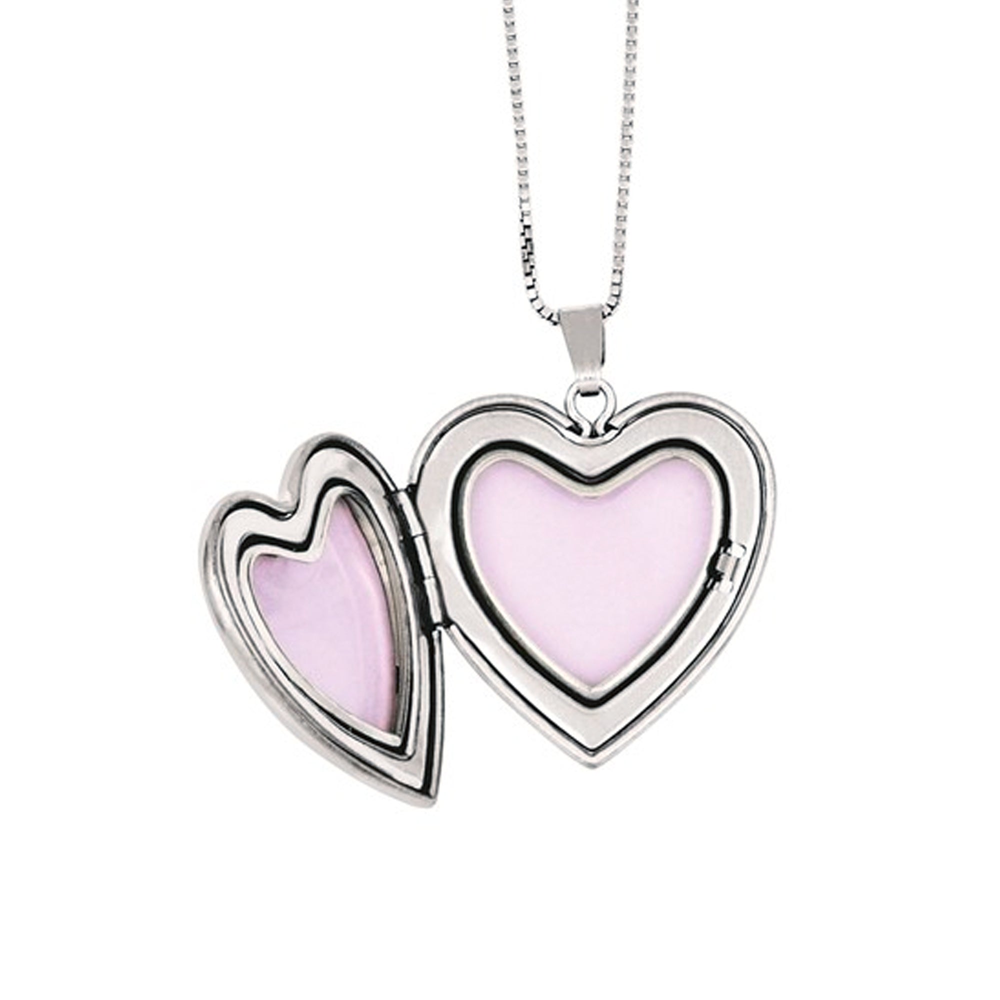 Sterling Silver Diamond Heart Locket and Pendant Set