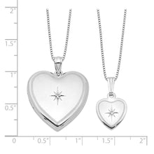 Sterling Silver Diamond Heart Locket and Pendant Set