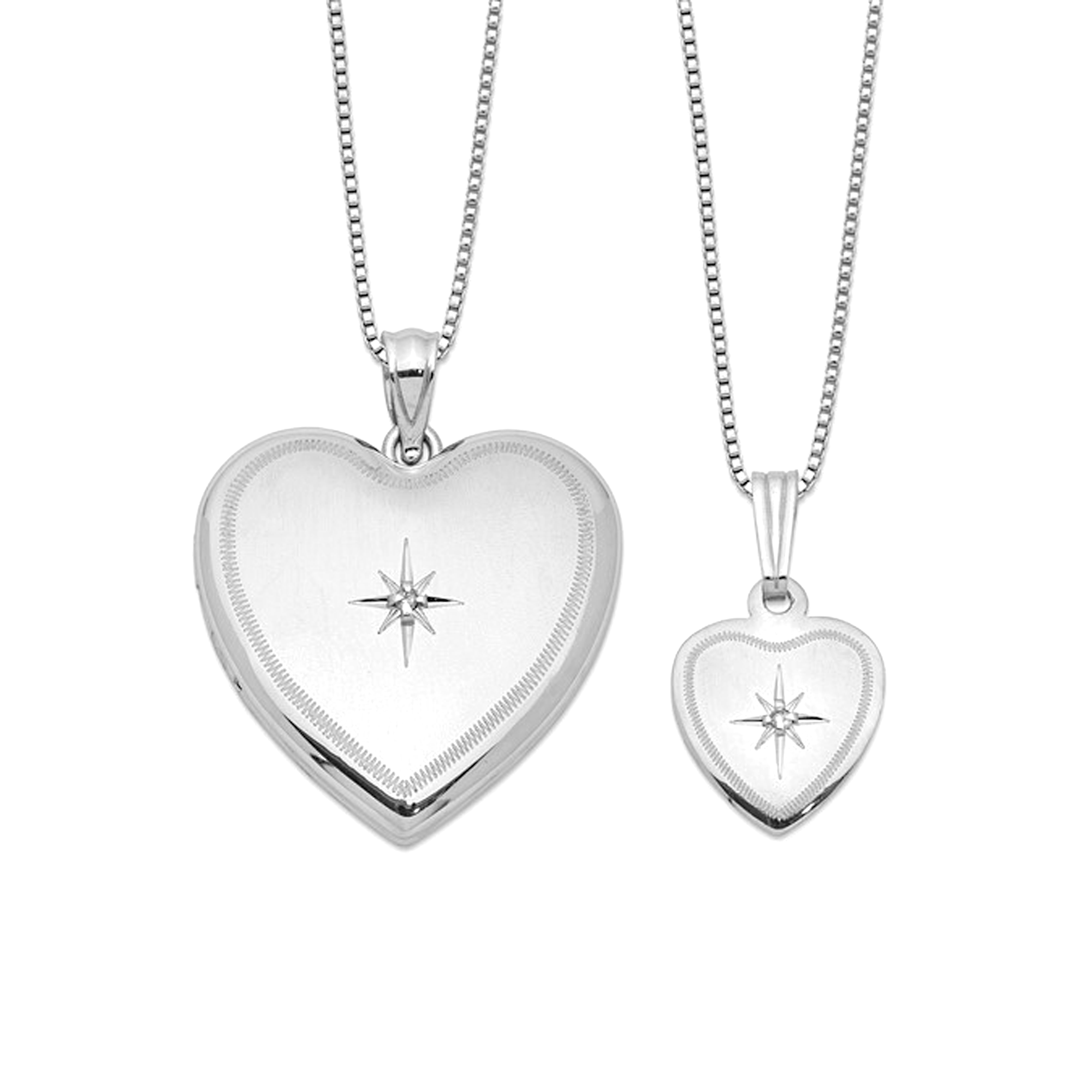 Sterling Silver Diamond Heart Locket and Pendant Set