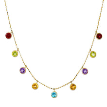 14K Gold Multi-color Semi Precious Gemstone Necklace