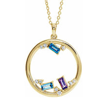 14K Yellow Gold Natural Diamond 1-6 stone Family Circle Necklace