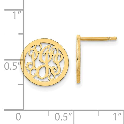 Gold Plated Polished Monogram Circle Earrings