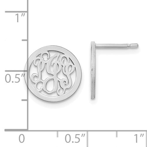 Sterling Silver Polished Monogram Circle Earrings