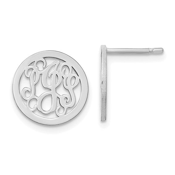 Sterling Silver Polished Monogram Circle Earrings