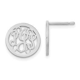 Sterling Silver Polished Monogram Circle Earrings