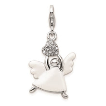 Sterling Silver  White Enameled Swarovski Crystals My Little Angel Charm