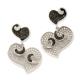 Custom Made Sterling Silver and CZ Brilliant Embers Heart Post Earrings