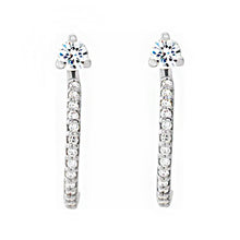 14K Rose 3 mm Round Moissanite & 1/6 CTW Diamond Earrings