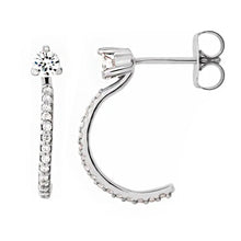 14K White 3 mm Round Moissanite & 1/6 CTW Diamond Earrings