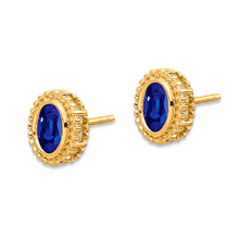14K Yellow Gold Oval Sapphire Post Earrings