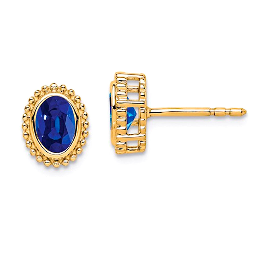 14K Yellow Gold Oval Sapphire Post Earrings