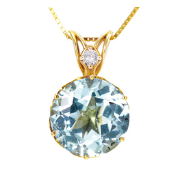 SPECIAL ORDER - 18k yellow gold round aquamarine and diamond necklace