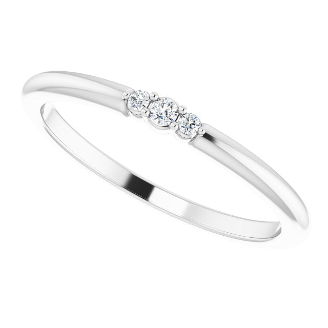 White Gold 3 Diamond Stackable Ring
