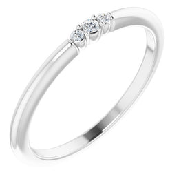 White Gold 3 Diamond Stackable Ring