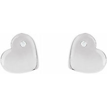 Sterling Silver .015 CTW Diamond Heart Earrings