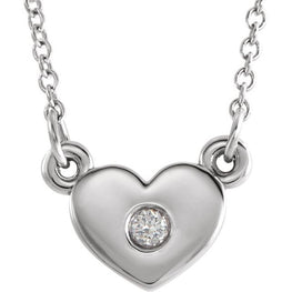 Sterling Silver .03 CTW Diamond Heart 16" Necklace