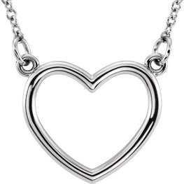 Sterling Silver 10.8x10 mm Heart 16" Necklace