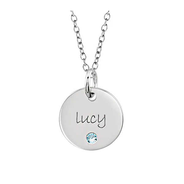 14K White Gold 12.7 mm Posh Mommy® Engravable Mini Disc Pendant