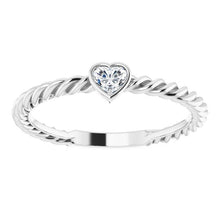 Sterling Silver 1/6 CT Diamond Bezel Rope Ring
